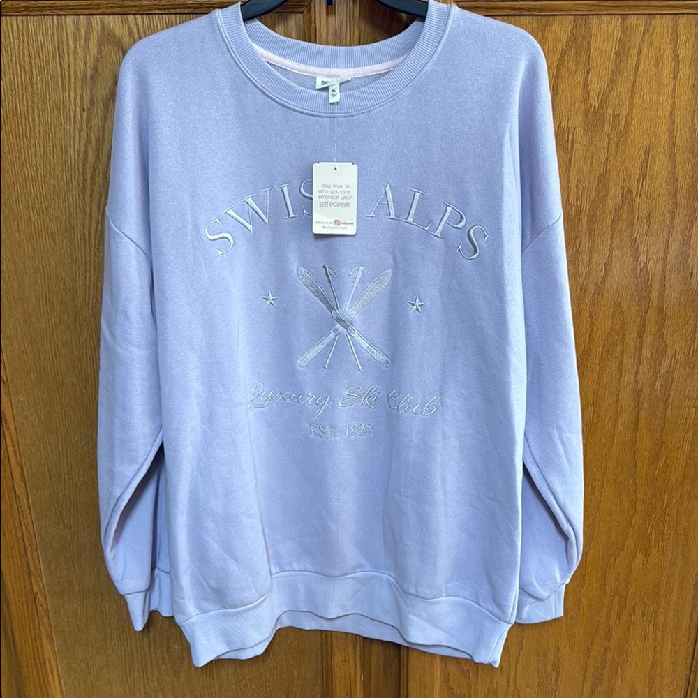 Self Esteem Purple Crewneck Sweater Soft and Casual